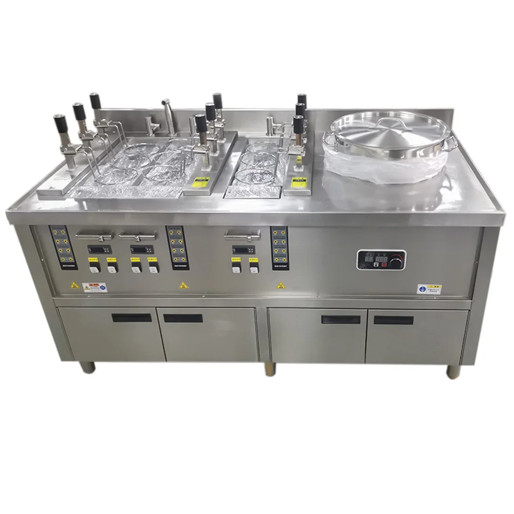 Volautomatische Lifting Noodle Cooker Commerciële Elektrische Soep Noodle Cooker Gas 3-head Dumpling Noodle Machine