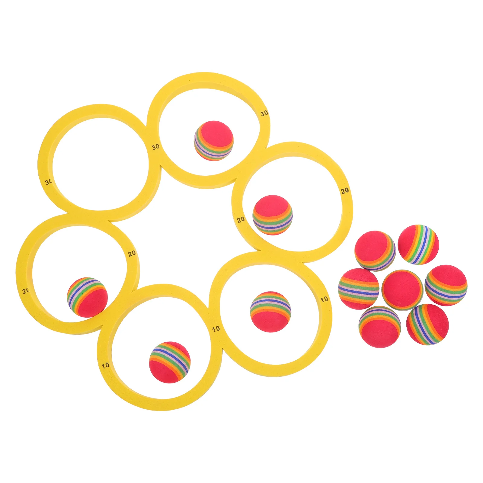 

1 Set Floating Water Sports Throwing Rings 12 Plastic Pool Tossing Balls Score Marked Design Family Outdoor Fun Pool Party Set