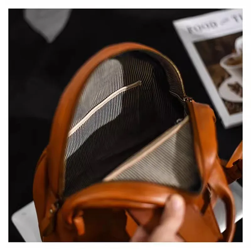 PNDME 주최자 빈티지 디자이너 수제 정품 가죽 여성용 배낭 주말 여행 럭셔리 암소 가죽 리벳 가방