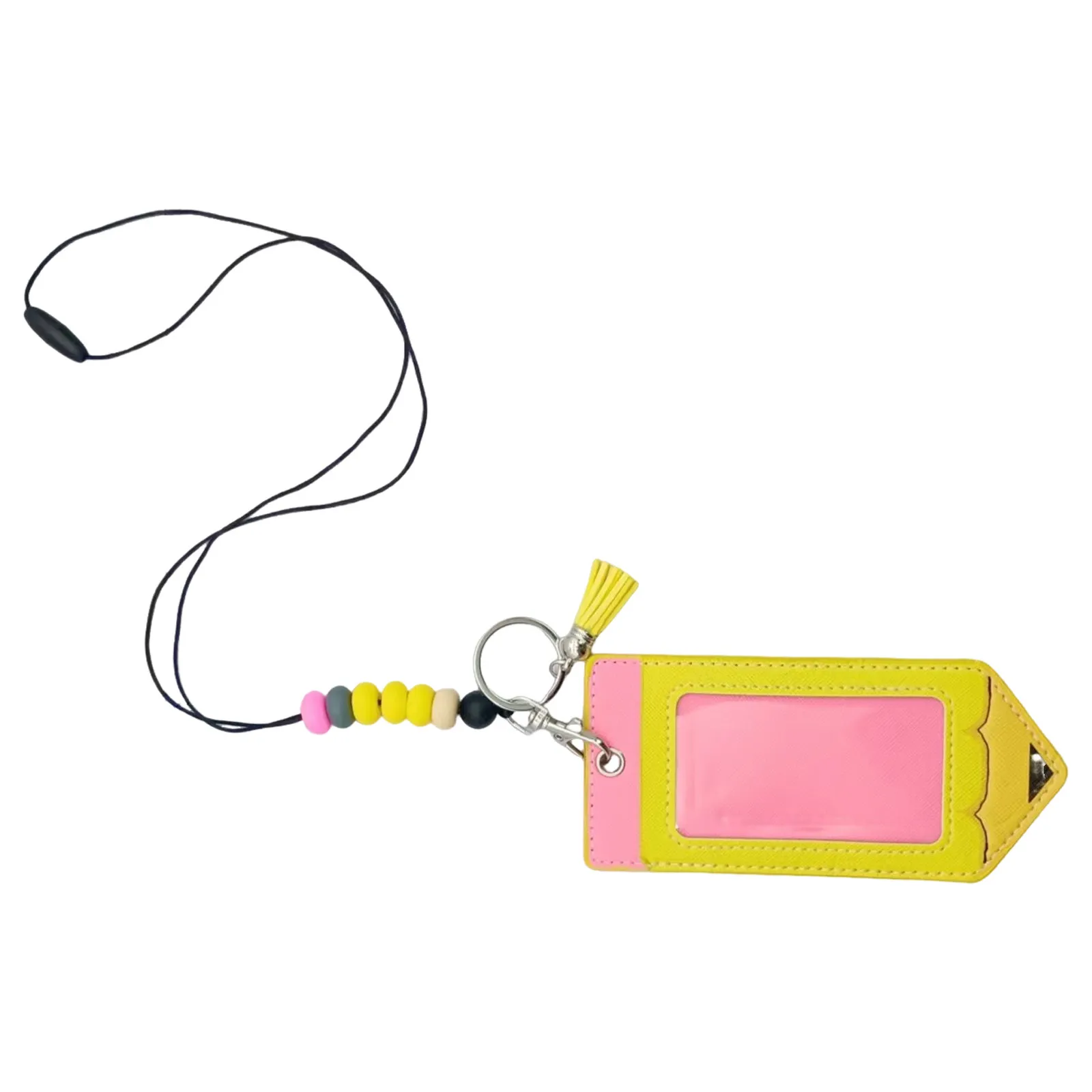 ID Card Holder Beaded Lanyard Colored Lanyards for Badges Art Teacher Necklace with Rubber Beads Cute Holders School Colorful