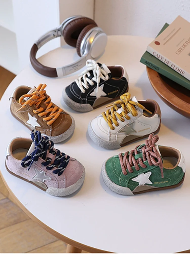 2025 nouveau automne enfants chaussures en cuir respirant enfants chaussures décontractées étoile antidérapant mode enfant en bas âge filles garçons baskets 23-33