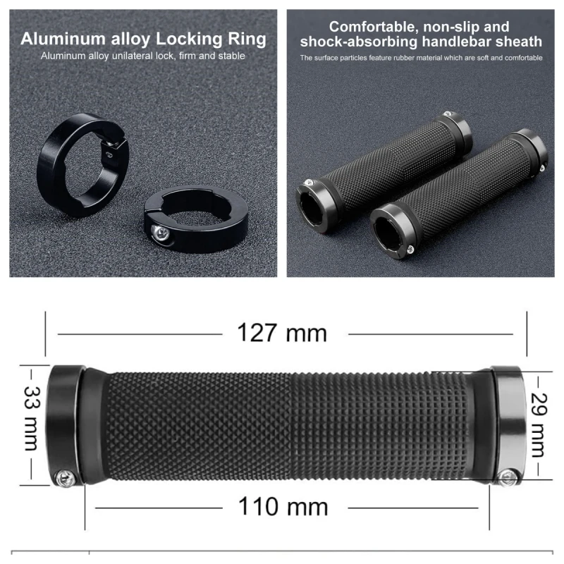 Bicycle Rubber Grips Alloy Lock Non-Slip Rubber Bicycle Handlebar Grips Double Aluminum Lock on Locking Bicycle Handlebar Grips