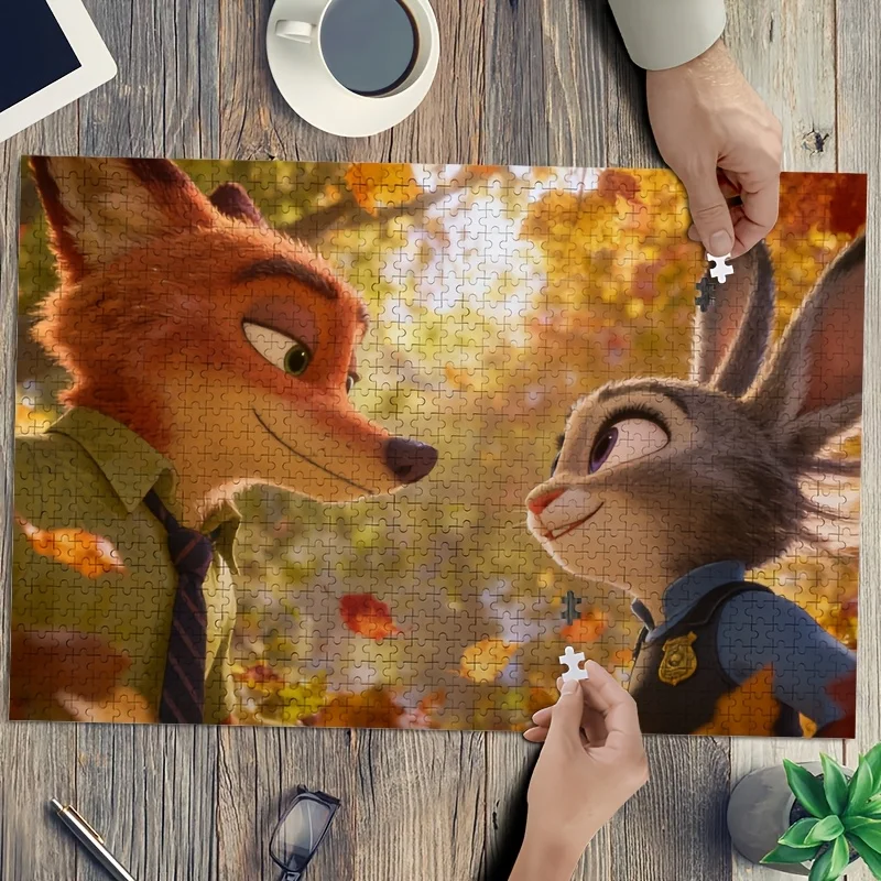 1000 stuks Disney Zootopia Judy Hopps en Nick Wild Poster Puzzel |   Hoge moeilijkheidsgraad, hersenkrakerspel voor volwassenen, creatief cadeau voor C
