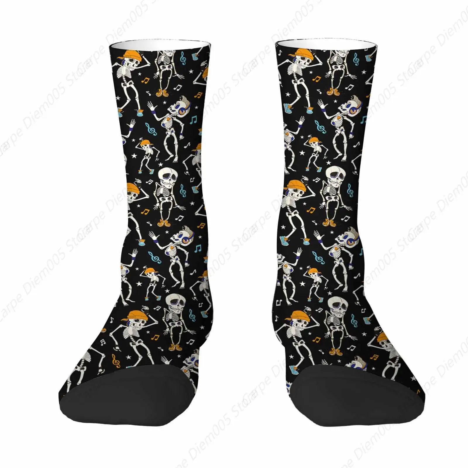 Dancing Skeletons Funny Novelty Crazy Crew Socks Music Disco Party Funny Halloween Mens Socks for Women Gifts Dress Socks