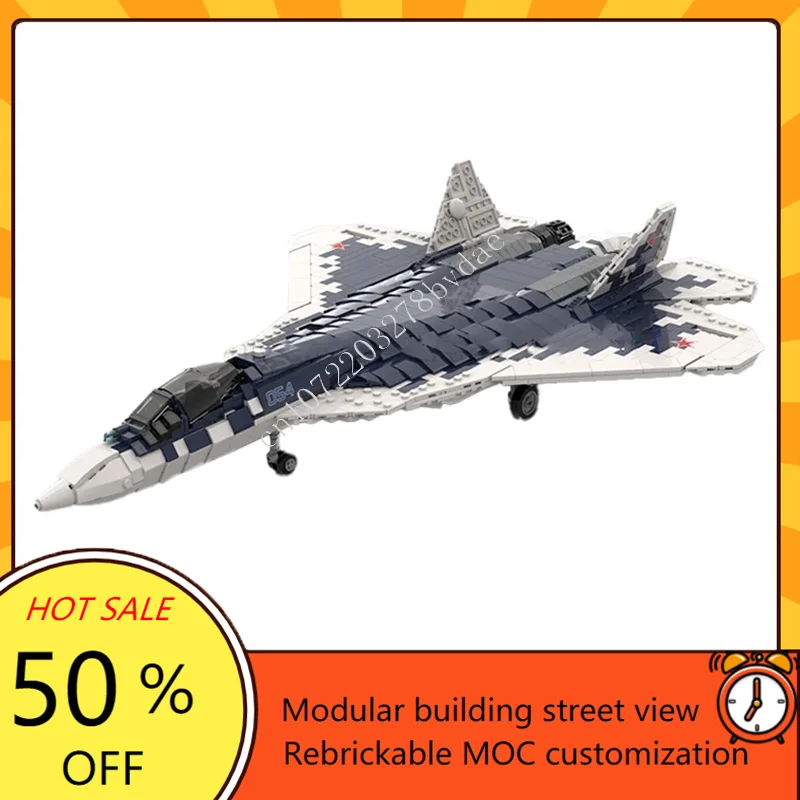 

2063PCS MOC Building Blocks 1:35 Scale Su-57 Felon Model DIY Assembled Bricks Aircraft Educational Creative Children Xmas Gifts