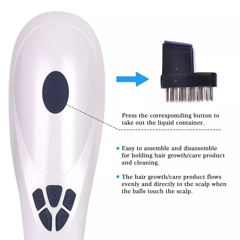 تريند المنتج مكافحة تساقط الشعر العلاج بالتدليك أيونات الاهتزاز الأحمر الأزرق ضوء تدليك فرشاة الليزر الكهربائية نمو الشعر مشط