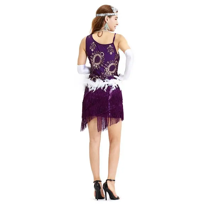 Robe de danse latine rétro à paillettes pour femmes, taille moyenne, Sexy, sans Sve KTV, autre matériau 2023, 00%