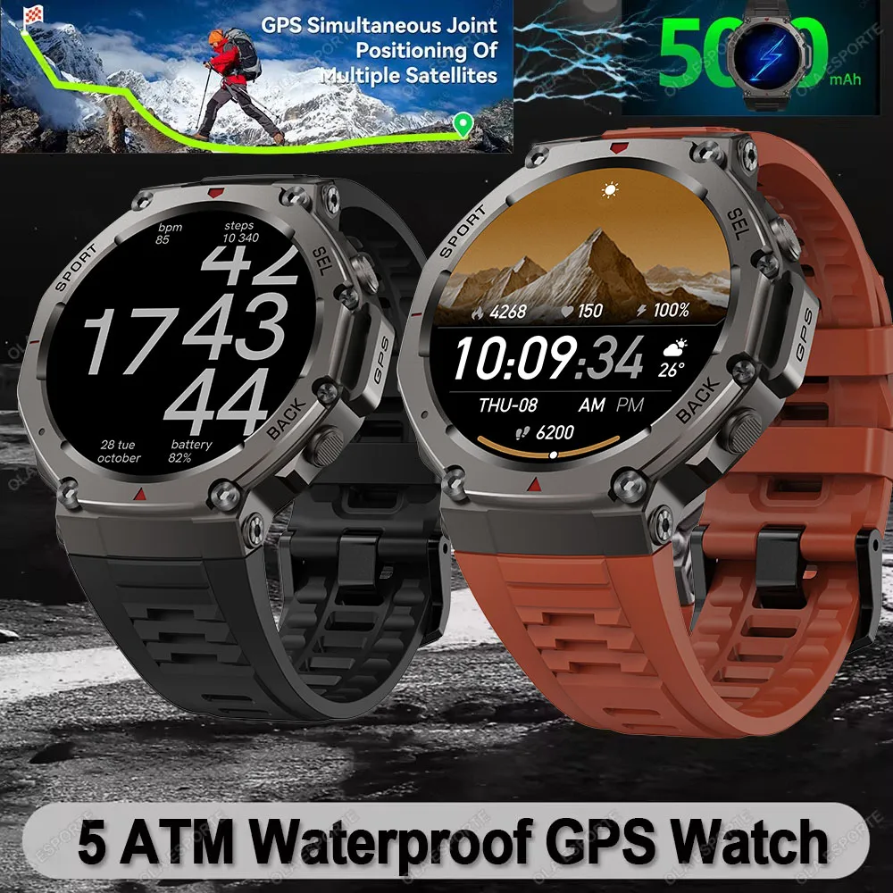 

GPS Спорт на открытом воздухе Фитнес Смарт-часы 1,43 дюйма Amoled BT Call 50 м Водонепроницаемый трекер сердечного ритма Компас-движение Смарт-часы