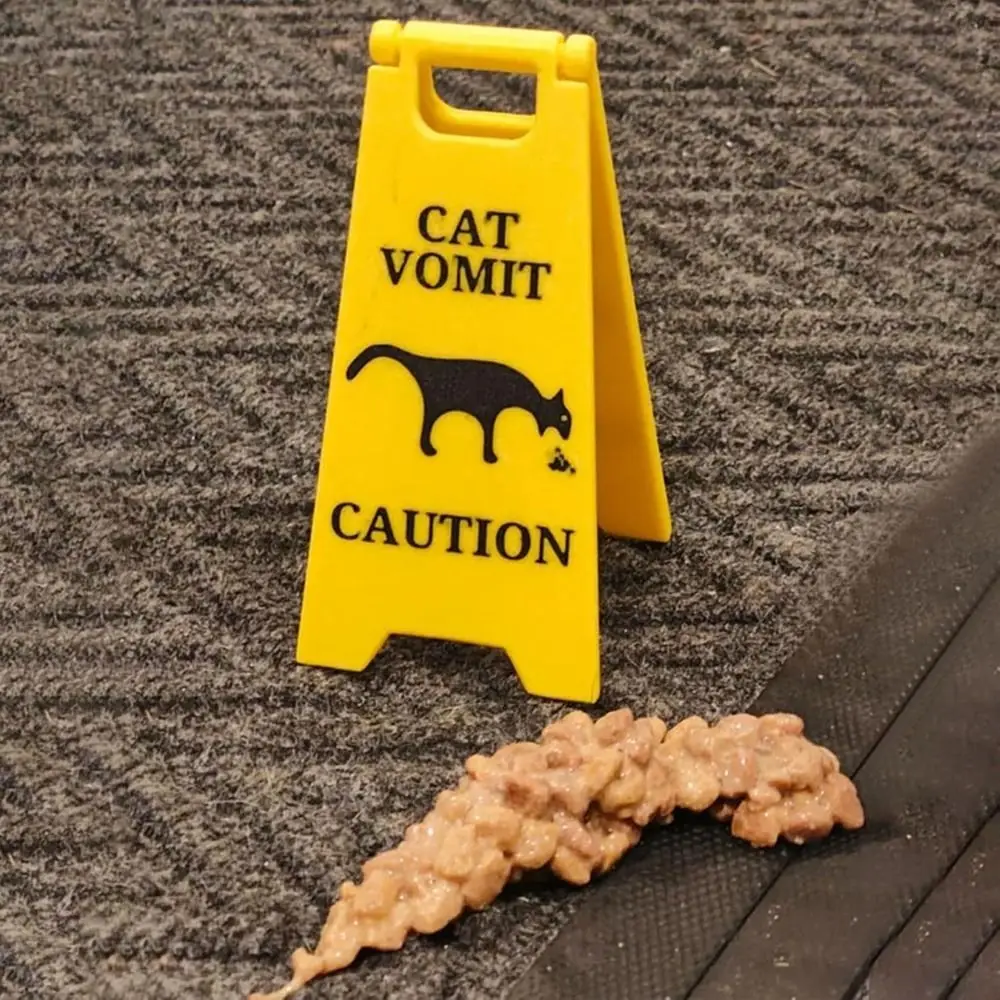 2 PCS Fashion Wet Floor Warning Sign Yellow Bright Dog Vomit Sign Polylactide Safety Cat Vomit Sign Gift