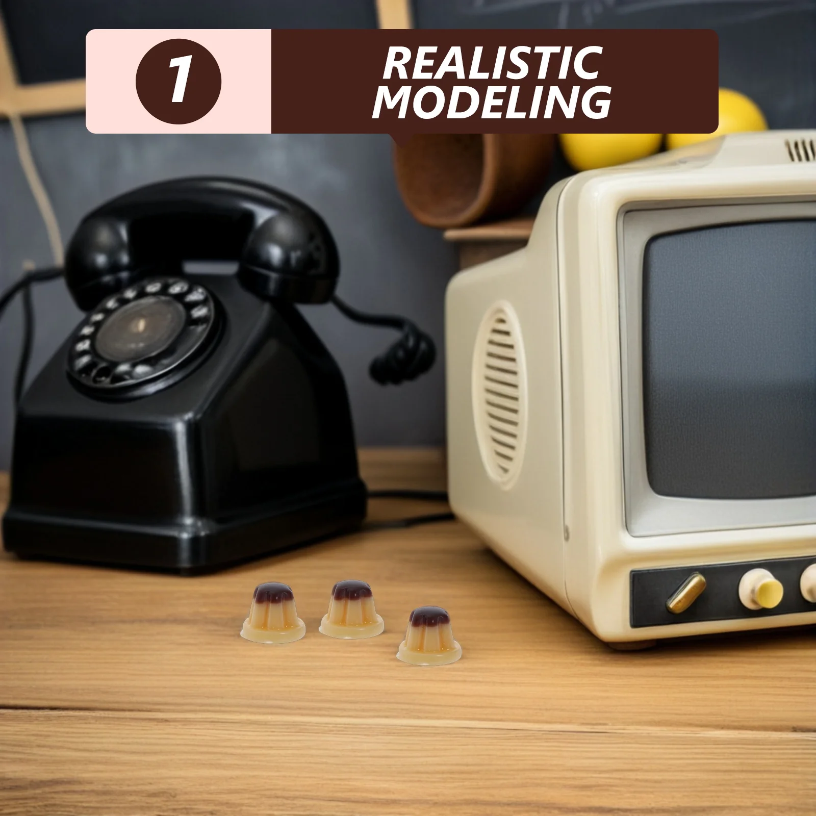 10 szt. Realistyczne sztuczne puddingi, miniaturowe jedzenie, zestaw dekoracji kuchennych do domku dla lalek, akcesoria do pieczenia, małe desery, zestaw do samodzielnego wykonania.