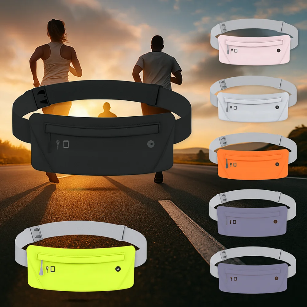 

Ultra-Thin Sport Mobile Waist Bag High Elastic Close Fitting Running Waist Bag Storage Large Capacity Sports Phone Bag Men Women