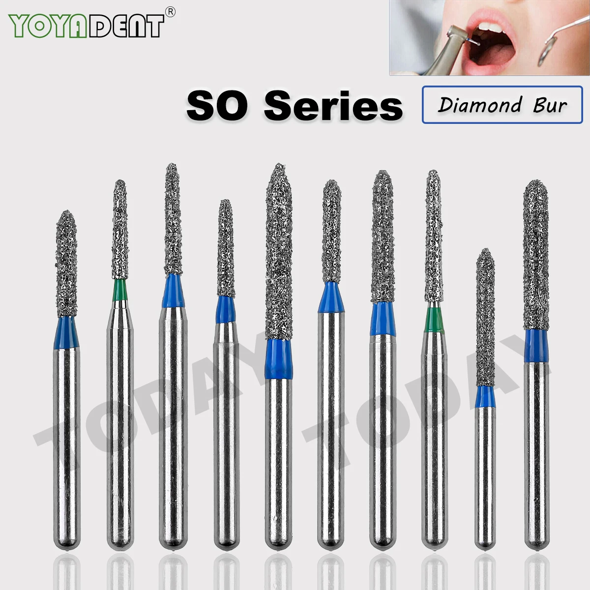 

SO Type Dental Diamond Burs Drill Dentist Strawberry For Nails Emery Burs Dentistry Milling Cutters High Speed Handpiece 10Pcs