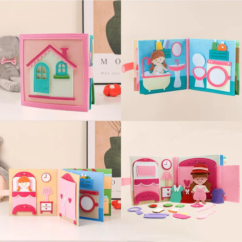 Montessori Toy Toddlers Busy Board 3D Felt Book Educational Activity Book Fine Motor Skills Washable Felt Busy Board Kid Gifts - view 6