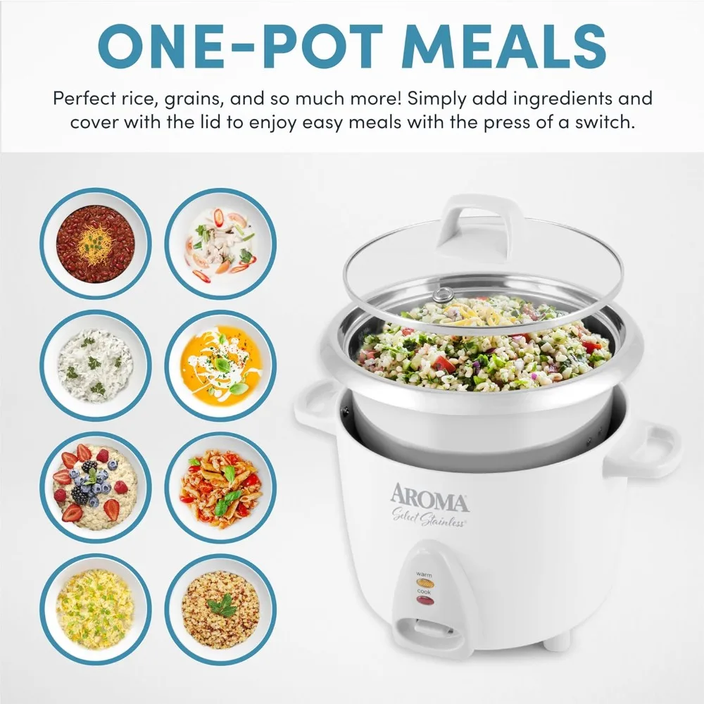 Aroma Housewares Select Stainless Rice Cooker & Warmer with Uncoated Inner Pot, 14-Cup(cooked) / 3Qt, ARC-757SG image 2