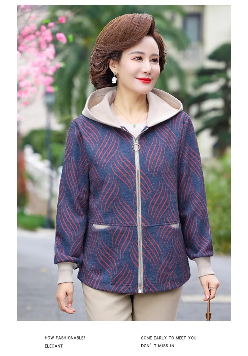 

Spring coat for middle-aged women, autumn hooded jacket, 2025 new style for middle-aged and elderly, spring stylish short windbr