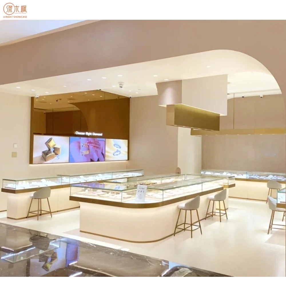 Custom Design Solid Wood Lacquer Jewelry Display Cabinet for Jewellery Shop Furniture