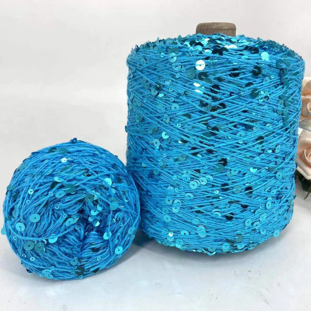 

500g Cotton Thread Bead Yarn 3MM+6mm Bead Combed Fancy Size Sequin Yarn Hand Knitted Yarn Straight Hair Yarn Ball