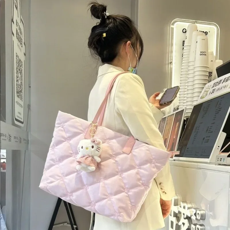 Sanrio Pink Bag HelloKitty Women high-capacity Korean Fashion Lightweight Shoulder Bags Female Commuter Tote Bag Luxury Handbags