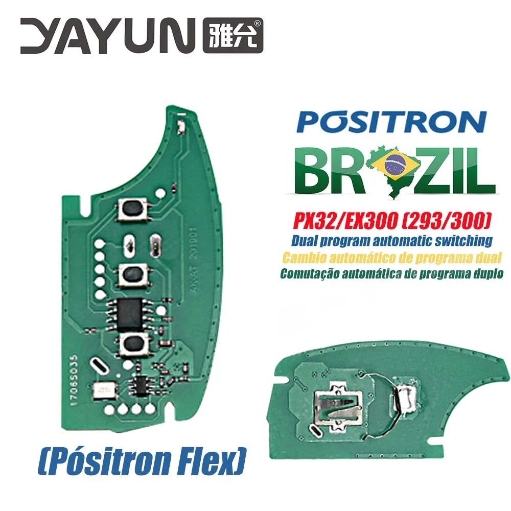 Yayun akbpcp110at programa duplo (293/300) aplicar alarme contra roubo 2 + 1 botão de controle com clipe de bateria para brasil positron flex