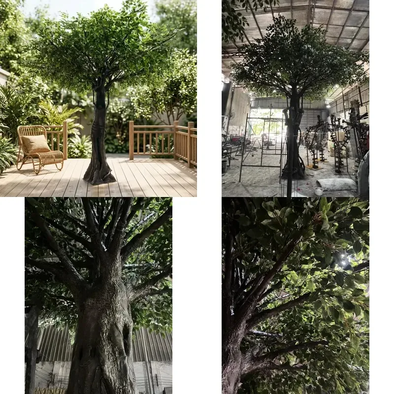 5M Glass Fiber Artificial Tree with Hanging Roots for Museum Natural History Exhibitions Prehistoric Jungle Theme Displays