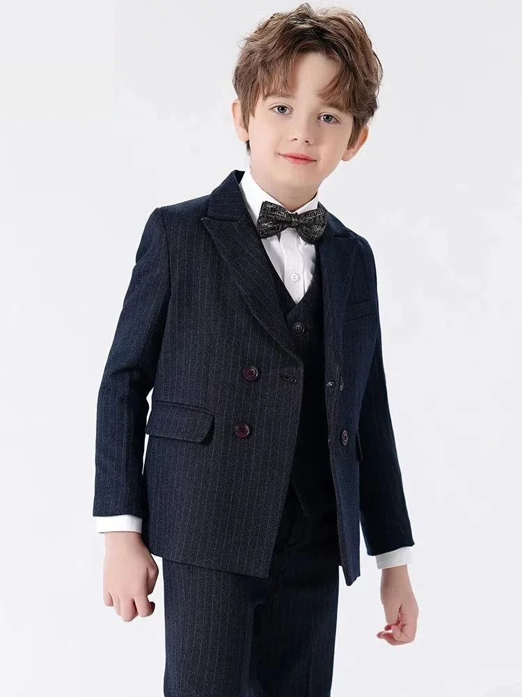 Boys Formal Suit Set Blazer Vest Pants for Wedding Party Piano Performance Page Boy Outfit
