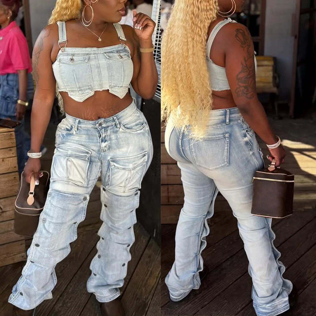 

Джинсы женские брюки-карго брюки длиной до пола с несколькими карманами и высокой талией потертые брюки 2025 уличная одежда винтажные джинсы