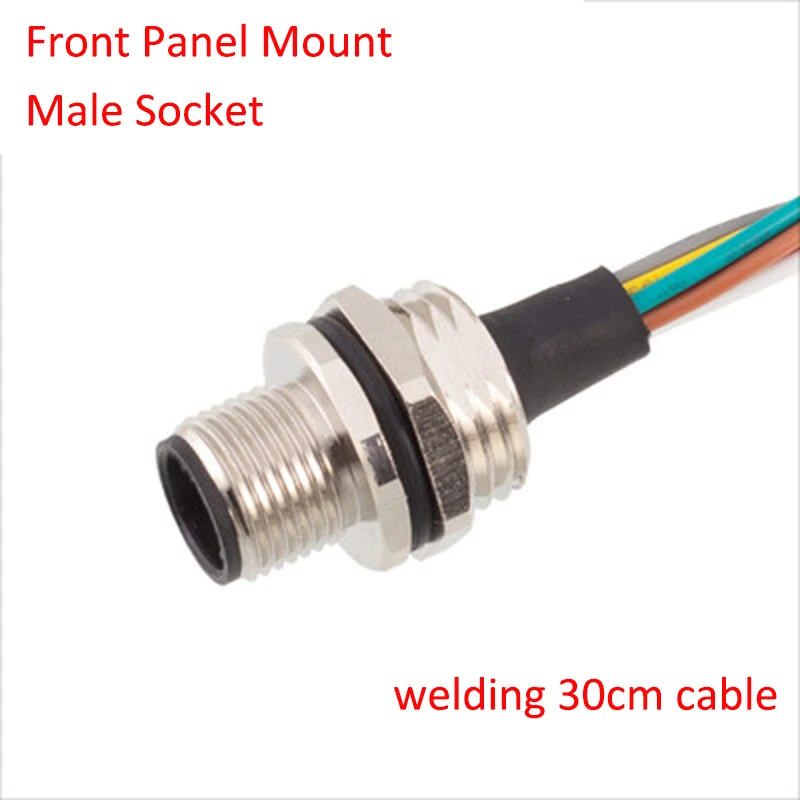 M12 2P 3P 4P 5P 6P 8P 12P Waterproof IP67 Aviation Male Female Socket With Cable Threaded Connector For Data And Telecom Systems