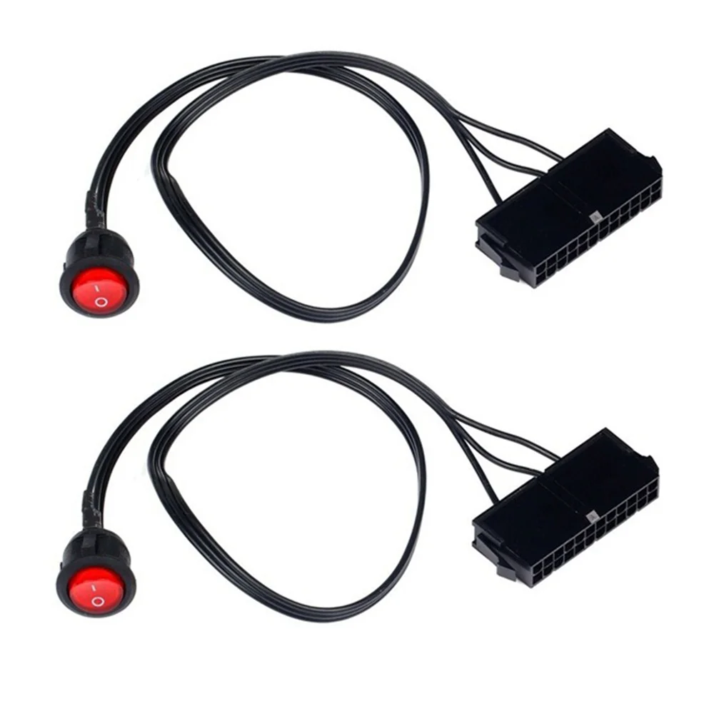 2PCS 50cm Cable Copper Tin Wire 24-Pin Female ATX PSU PC Power Supply Starter Tester Start Up Jumper with ON/OFF