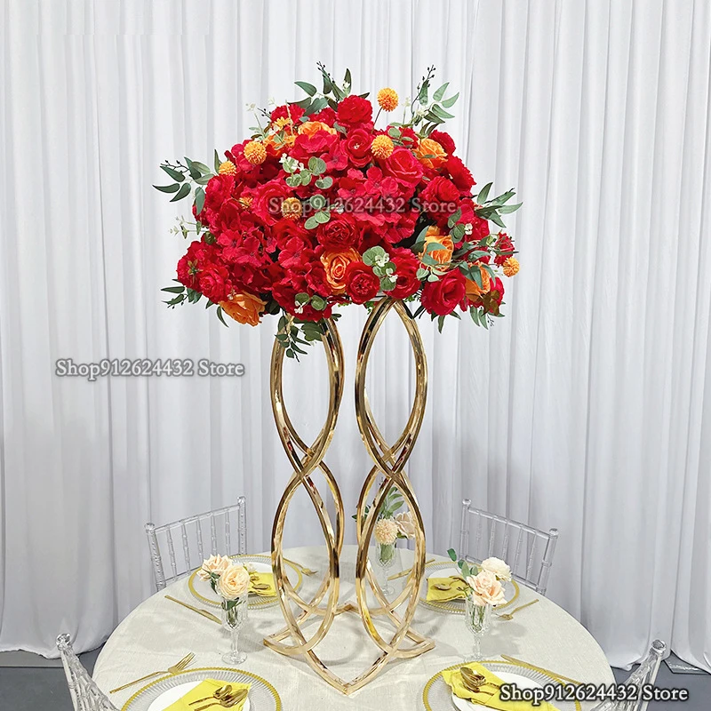 New 80cm Metal Vase Trumpet Shape Wedding Table Flower vases Centerpiece Event Road Lead For Home Decoration