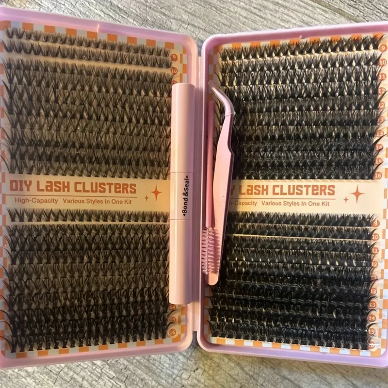 مجموعة مجموعات الرموش 800 قطعة - مجموعة وصلات رموش ذاتية الصنع مع غراء وملاقط، رموش فردية 9-16 مم بطول مختلط 30D/40D/60D/80D #5