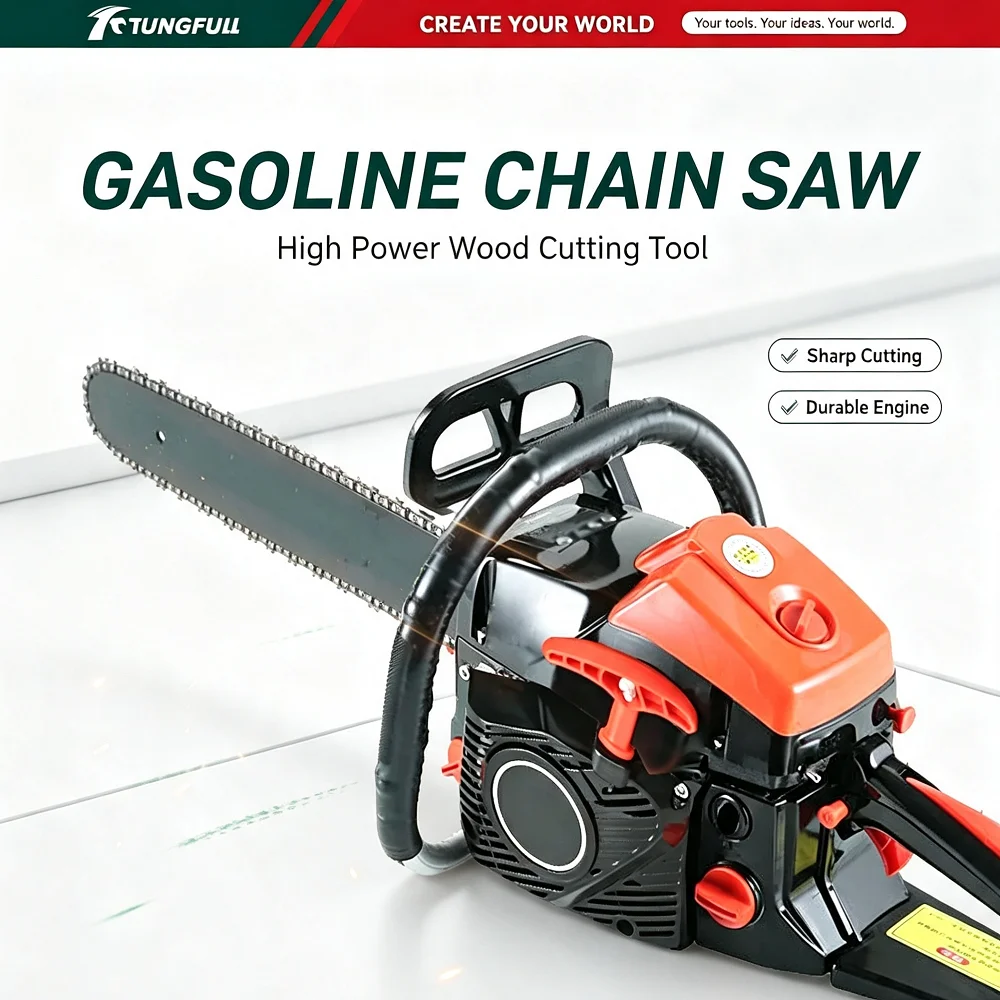 TUNGFULL 9800W Kettensäge 70cm Schneidlänge 2-Takt Benzin-Kettensäge Tragbare Handgehaltene Baumtrimm-Maschine Holzschneider