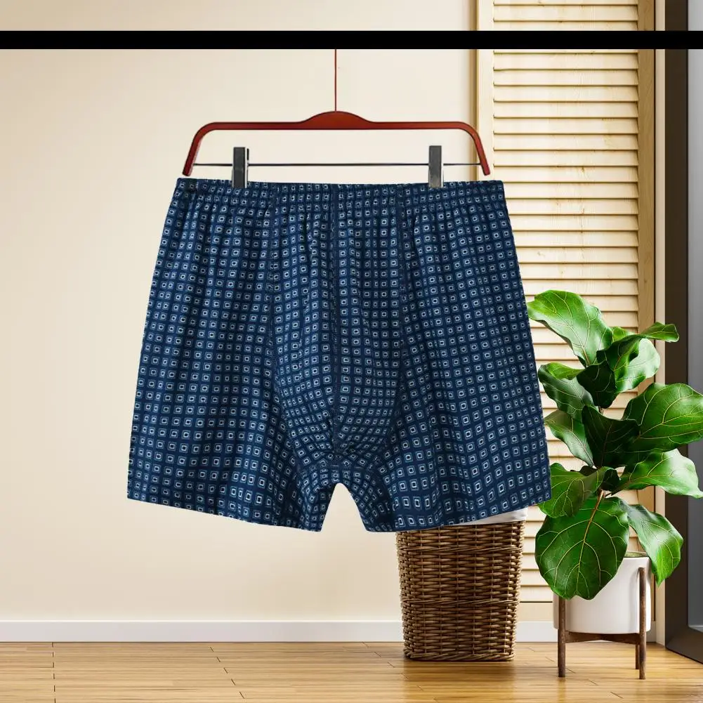 

Men Boxer Underwear Plaid Print Men's Boxer Briefs with U-convex Design High Waist Elastic for Daily Wear Comfortable Loose Fit