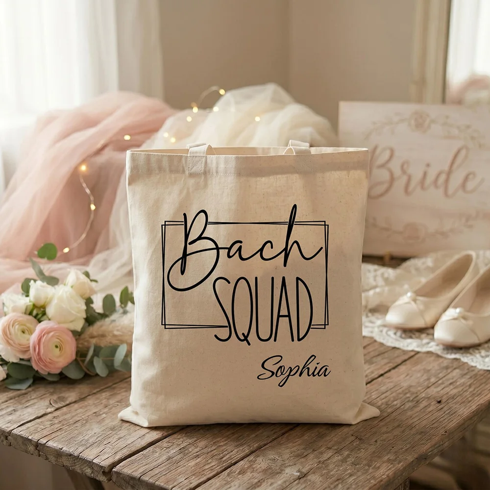 

Custom Maid of Honor Printed Tote Bag for Women Personalized with Name and Wedding Date Lightweight Canvas Bridal Shower Gift