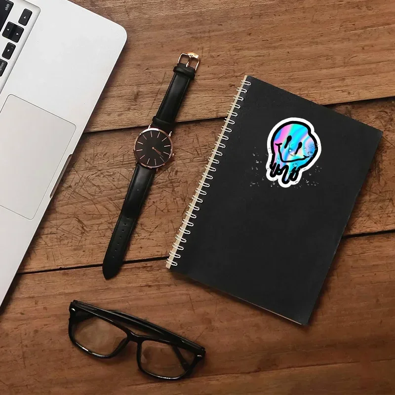 1PC Trippy Melting Smile Car Sticker, Holographic Face Decal for Cars, Trendy Ornament to Upgrade Your Car’s Appearance