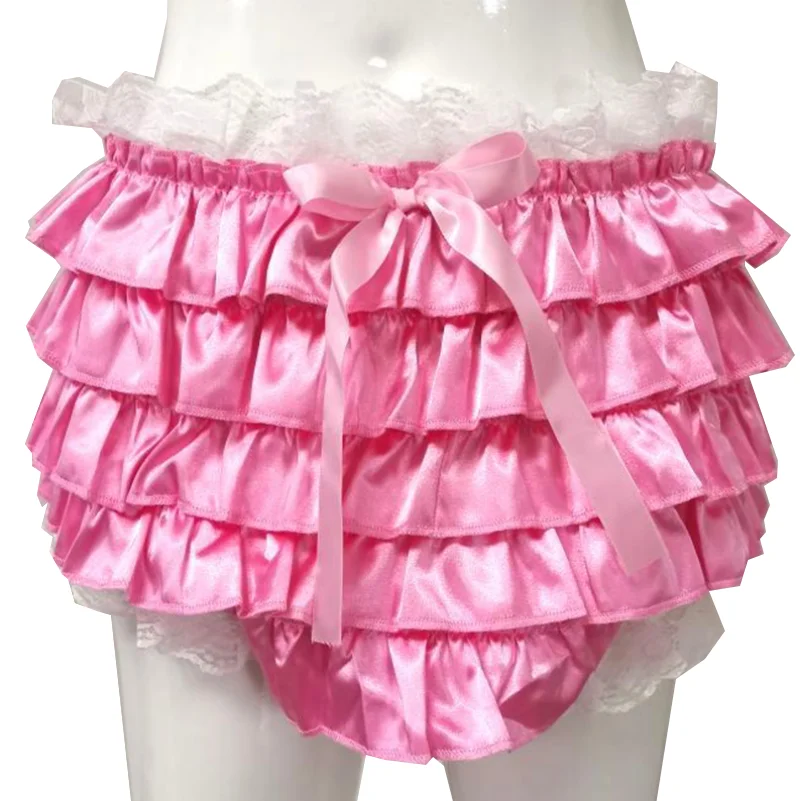 

French Sexy Adult Custom Fetishism Cross Dressing Sissy Pink Multi-layer Pleated Lace Shorts Can Be Customized in Various Ways