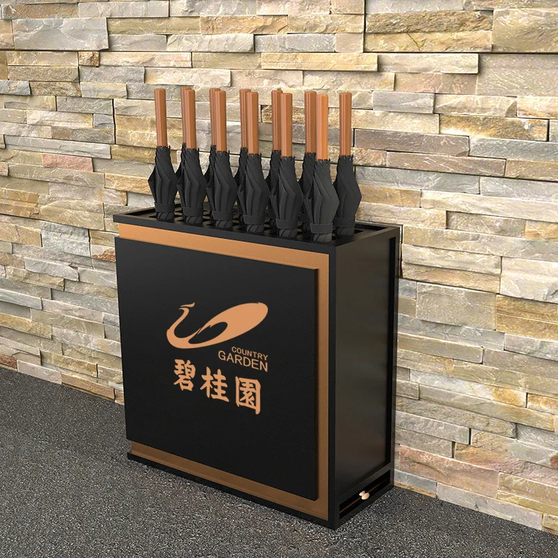 Hotel lobby umbrella rack, commercial sales office umbrella storage bucket, mall rain gear placement bucket, logo