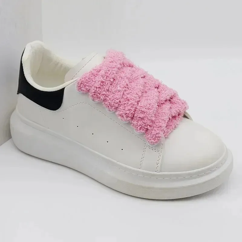 Weiche, flauschige Schnürsenkel, 15 mm breit, flache Plüsch-Frottee-Schnürsenkel für Damen-Freizeitschuhe, bequemer Schnürsenkel-Ersatz – Detail 6