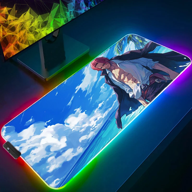 

RGB LED Mouse Pad Office Desk Mat Computer HD Mousepad Rubber Keyboard Pad PC Accessories One Piece Shanks Mouse Mat Tablet Pad