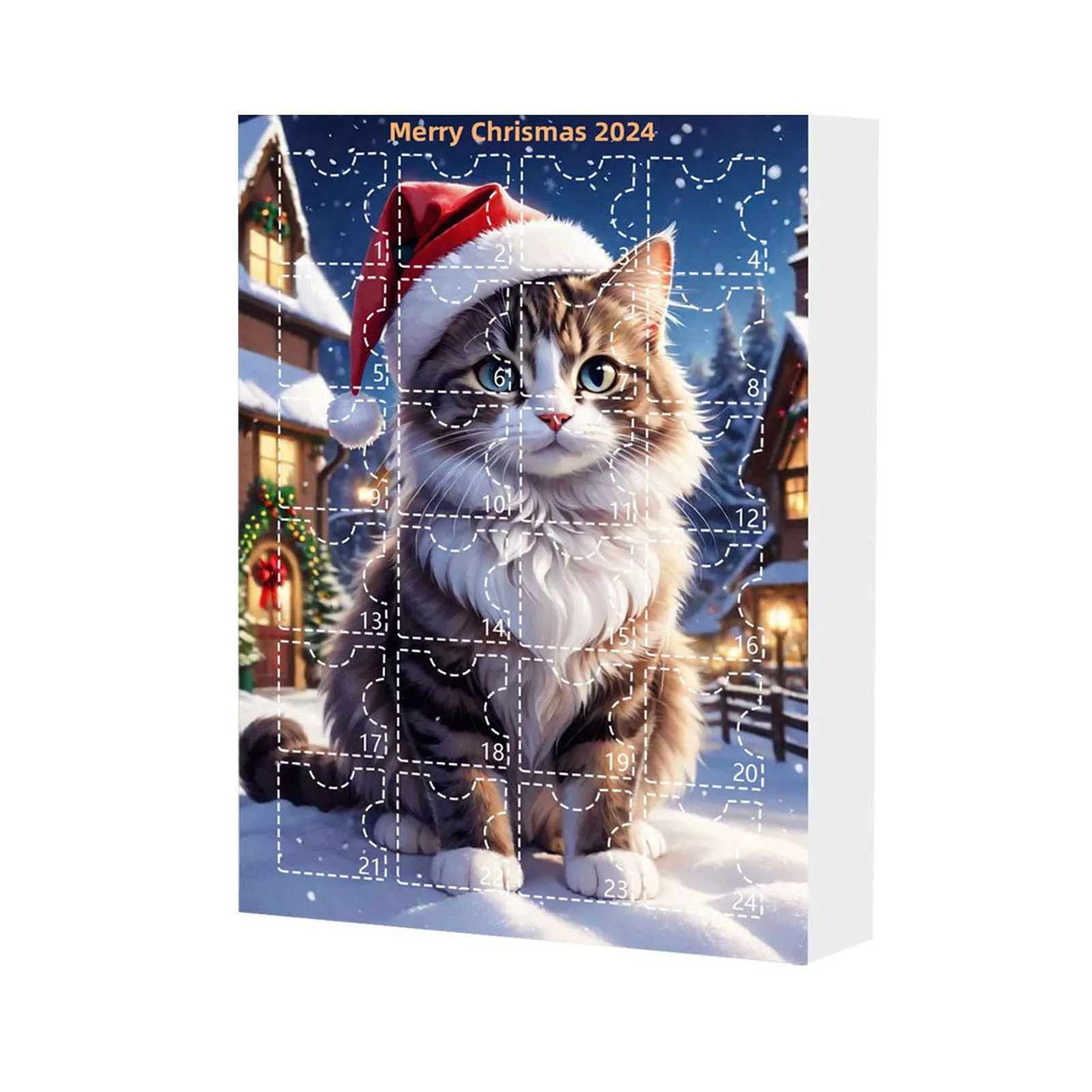 

Cute Cat Christmas Countdown Advent Calendar 24Day Countdown With Delicate Illustrations Corrugated Box Packaging Festival Decor