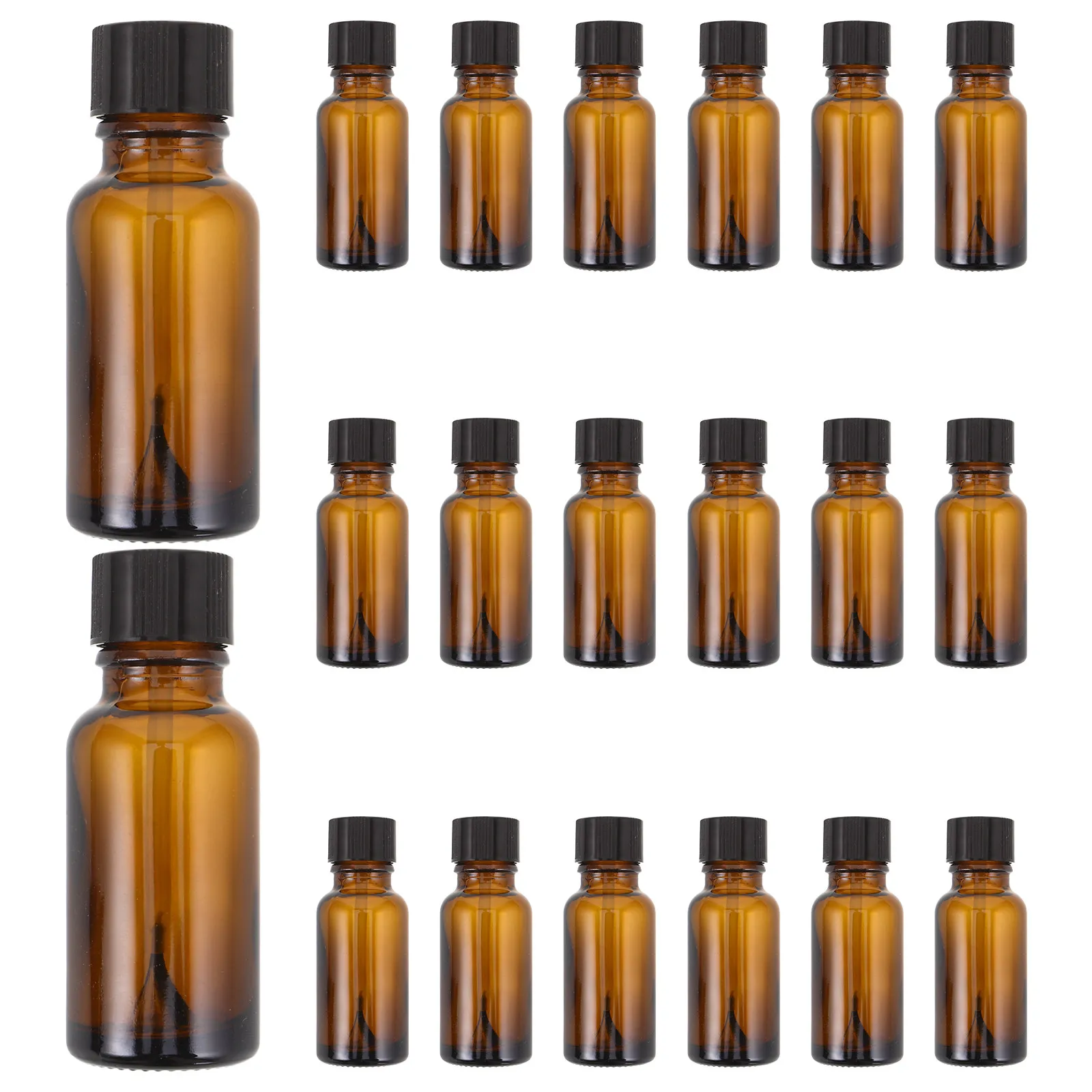 20ml Amber Glass Dropper Bottles Light Resistant Essential Oil Perfume Containers with Black Caps