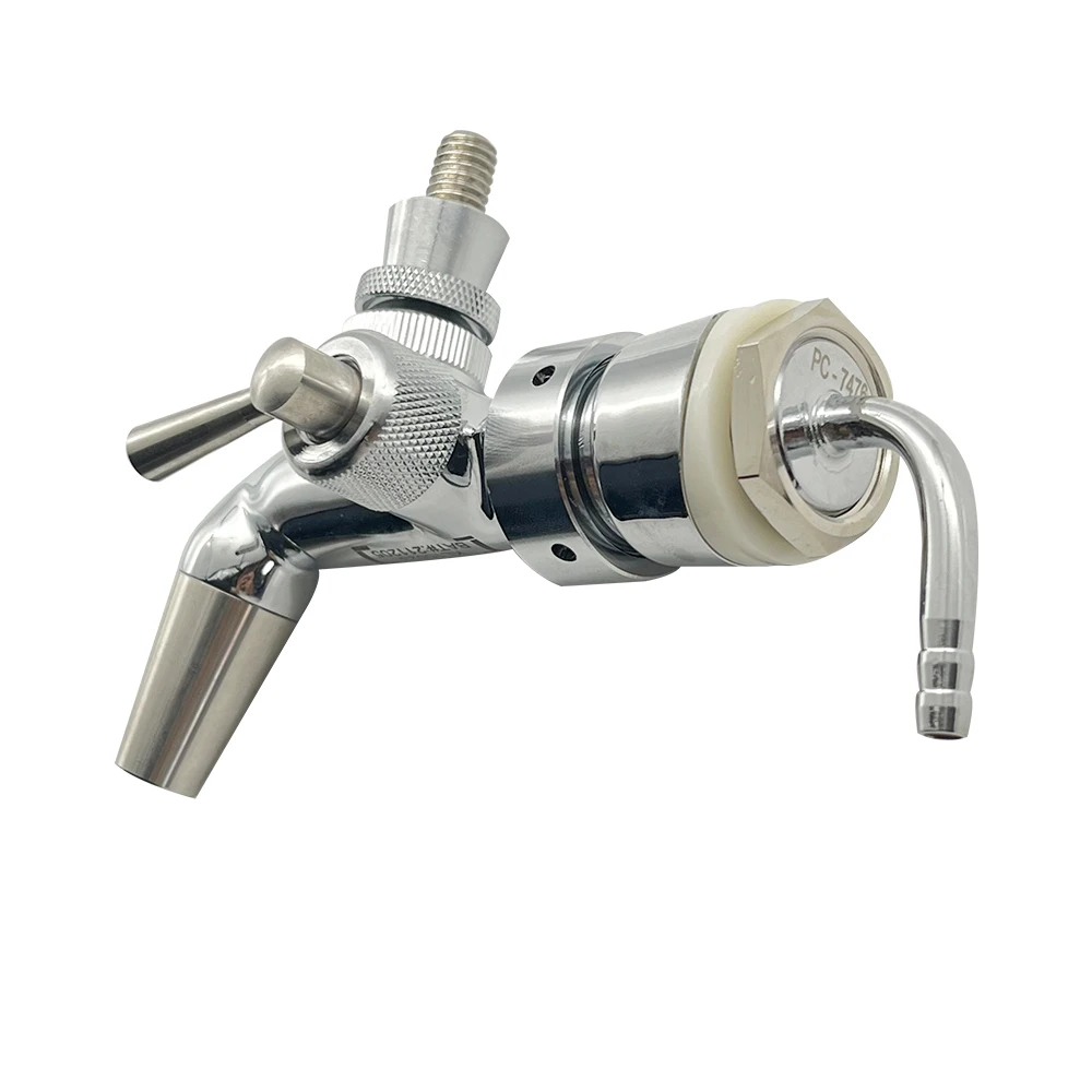 Kegland NUKATAP SHORT SHANK WITH NUT, barbTAIL AND COLLAR, no spring CHROME PLATED BRASS- beer tap brewing faucet shank