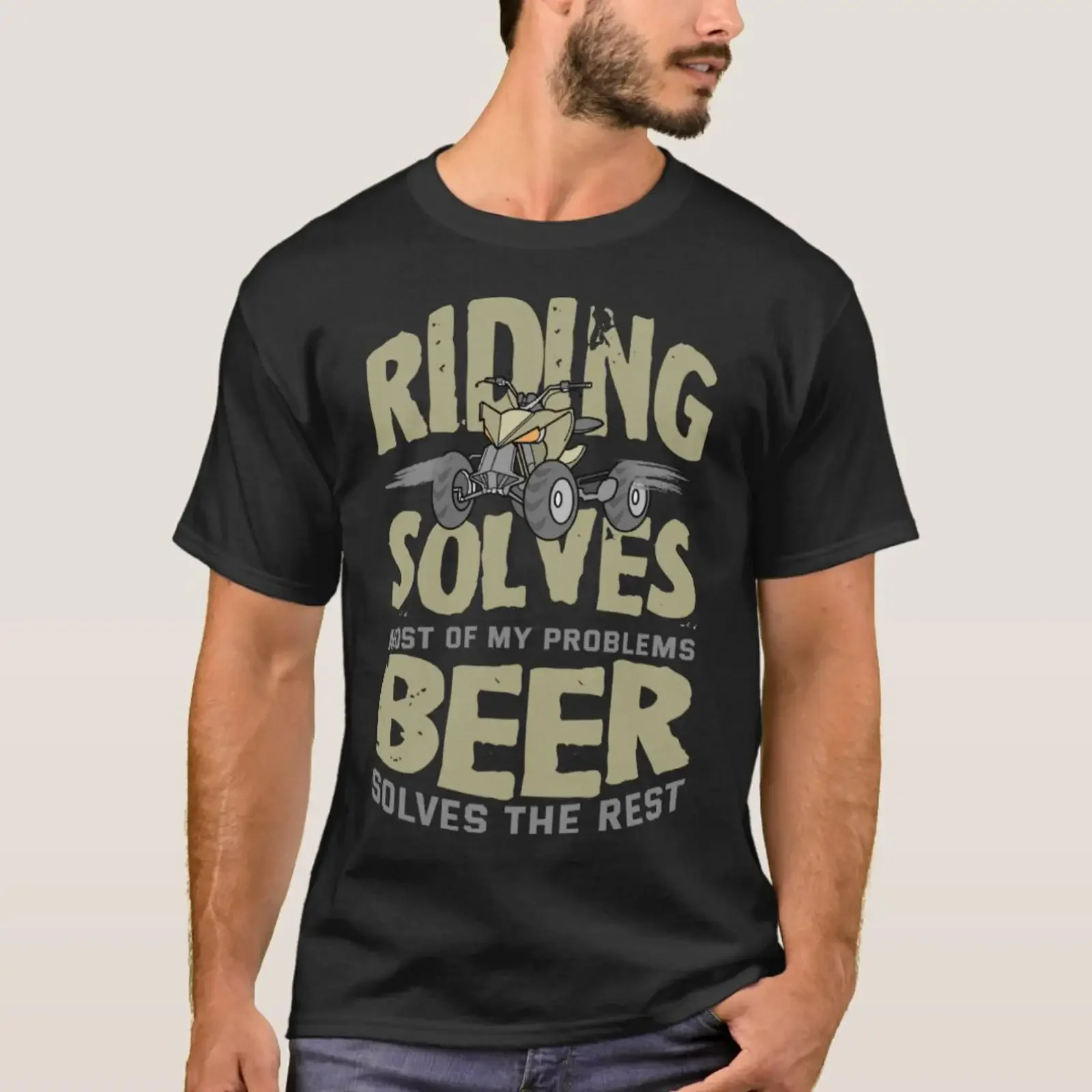Quad for Atv Bike Offroad Motocross Drive Wheeler T Shirt vintage Washed homme Casual Versatile streetwear Comfortable Stylish