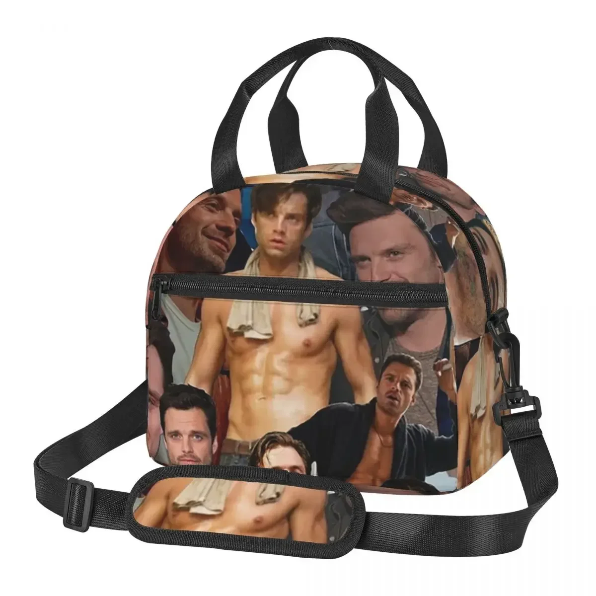 Sebastian Stan Photo Collage Insulated Lunch Bag for Women Picnic Storage Food Boxes Leakproof Cooler Thermal Lunch Box Tote