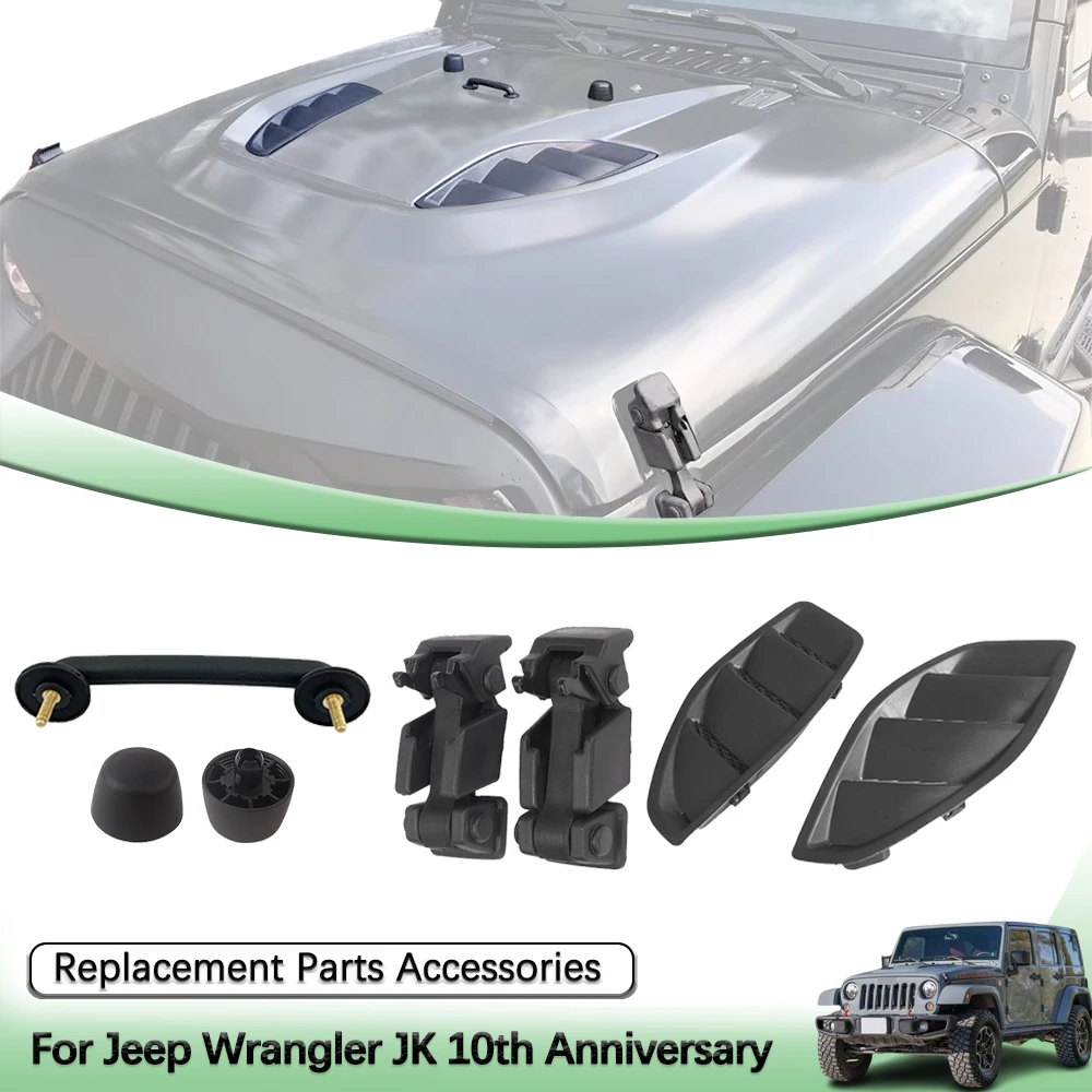 Hood Latches Handle Bump Stopper Bonnet Vent Cover for Jeep Wrangler JK Rubicon 10th Anniversary 2007-2017 Car Parts Accessories