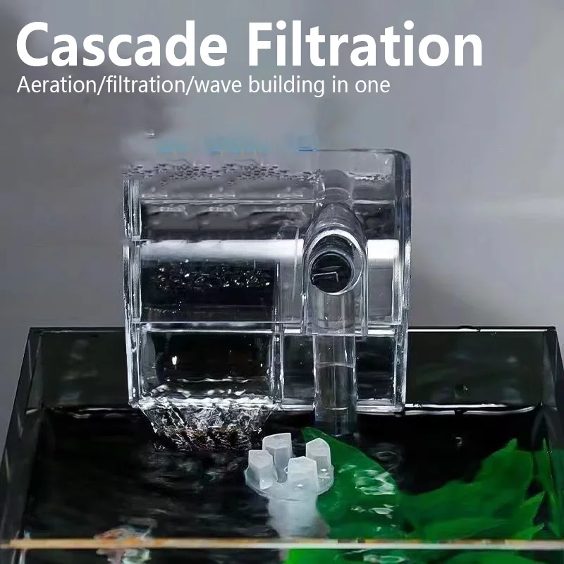 

Small Fish Tank Set Desktop Aquarium with Light and Filter Transparent Self-Circulation Ecological Tank For Office Living Room