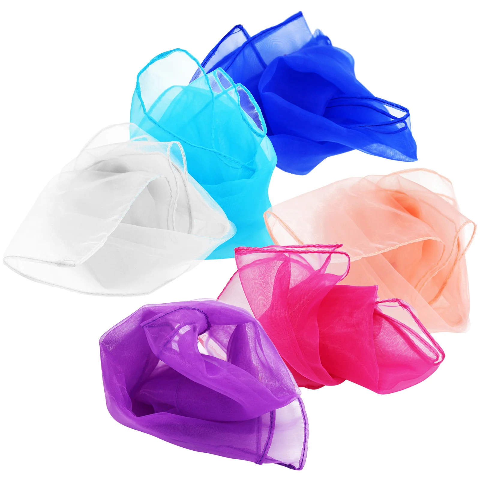 ผ้าพันคอสำหรับการแสดงระบำ 6 ชิ้น ขนาด 60x60 ซม. รูปทรงสี่เหลี่ยมผืนผ้า ทำจากผ้าไหมเทียม น้ำหนักเบา พกพาสะดวก อุปกรณ์ประกอบการแสดงเต้นรำ สีสุ่ม