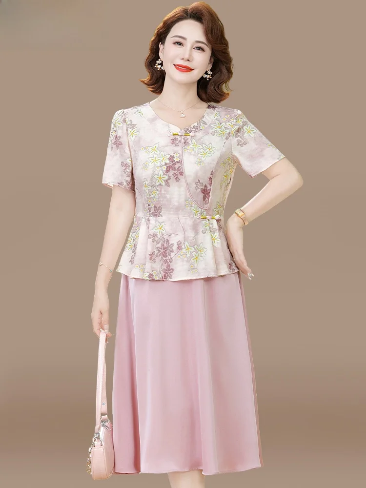 

Женское летнее платье в традиционном китайском стиле с длинной юбкой, модное, свободного кроя, из смесового полиэстера