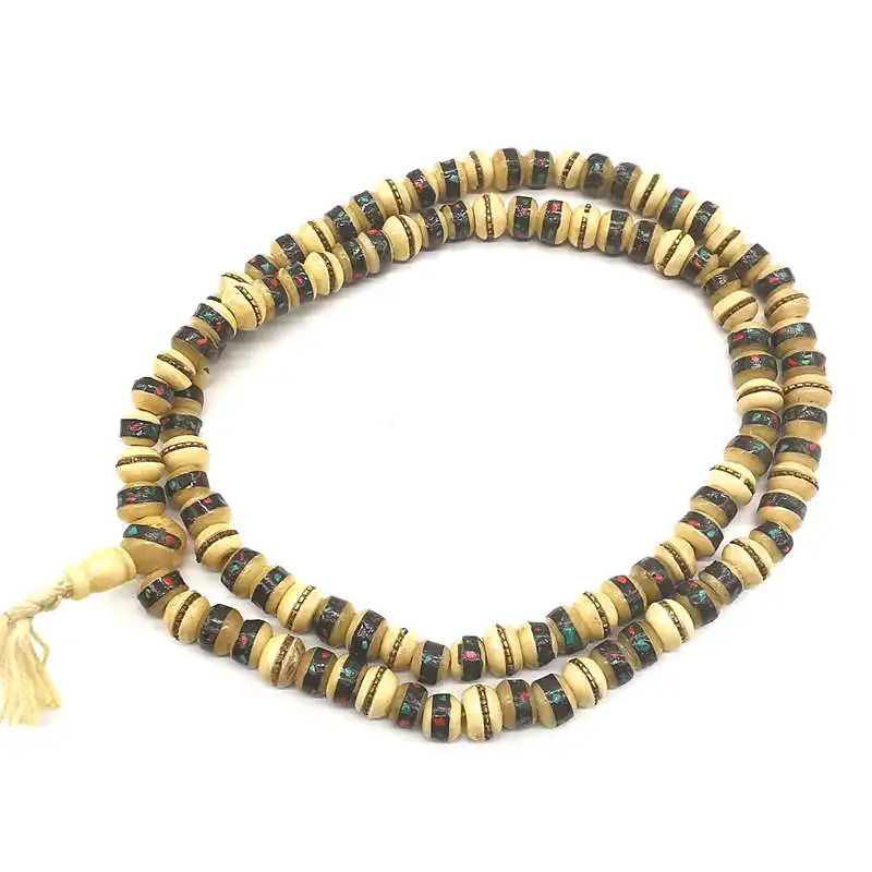 Tibetan 108 Yak bone Meditation Prayer Mala 8mm Multi Colors Black White Blue BRO828