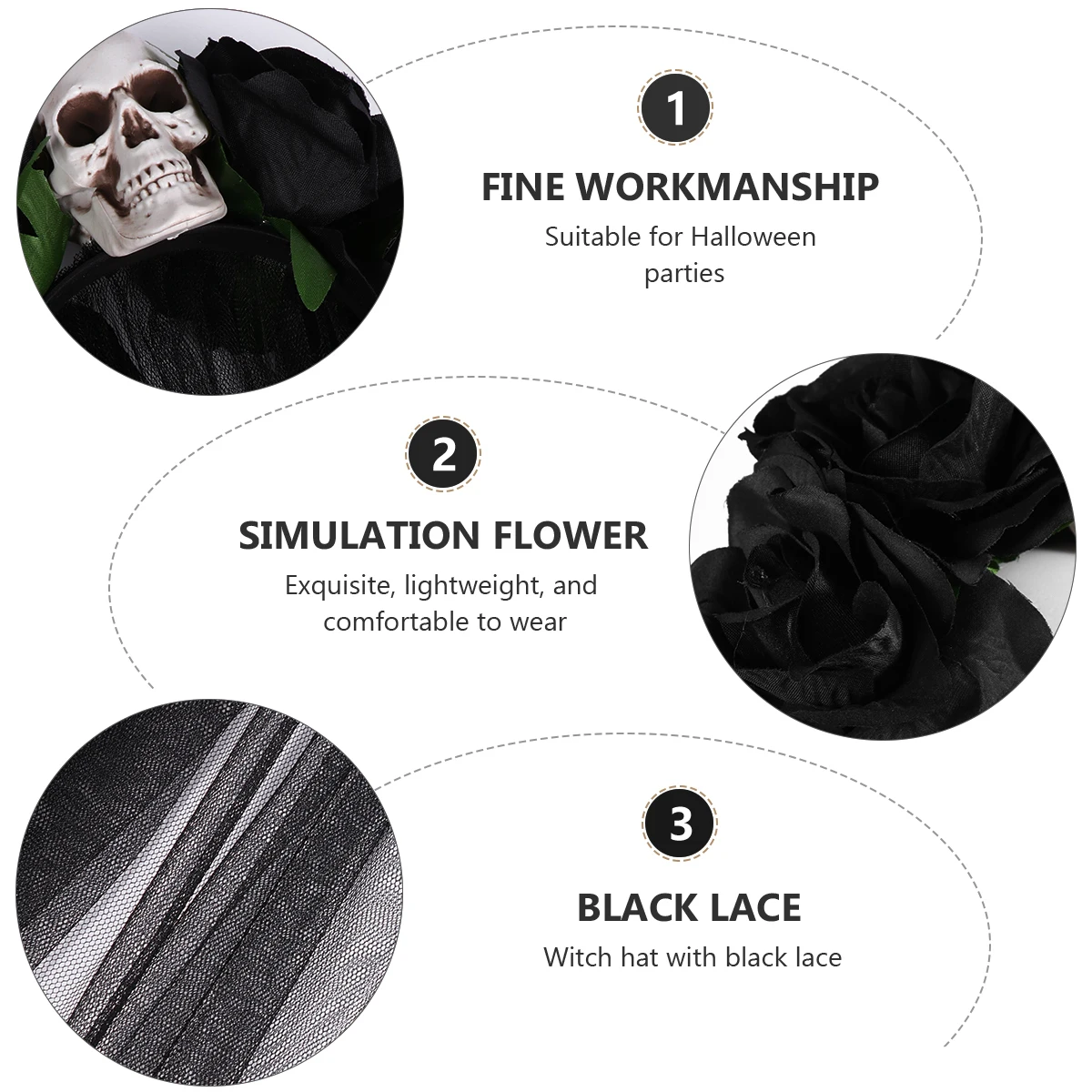 

Flower Skull Halloween Headband Long Veil Hair Hoop Party Headdress Halloween Hair Band Photo Prop Long Veil Headwear