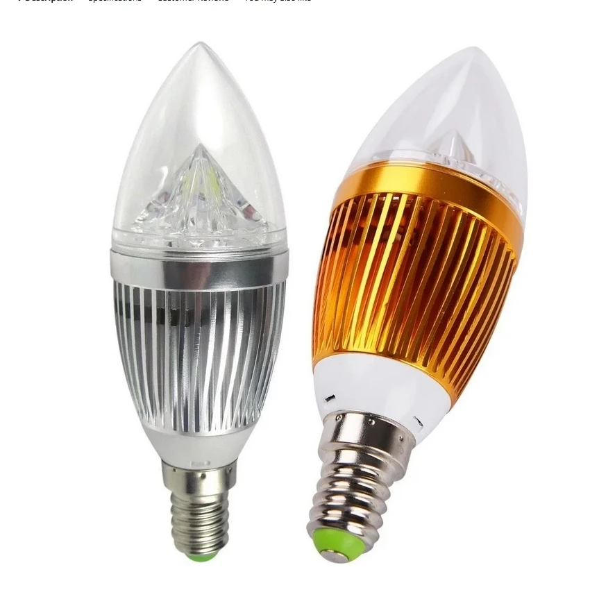 

9W 12W 15W E14 LED Candle Lamp Warm/Cool White Spotlight AC 85V-265V Dimmable Light Bulb golden aluminum shell 10pcs/lot